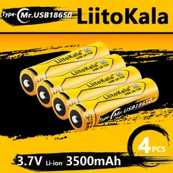 4pcs LiitoKala USB-18-T35 3.7V Original NCR18650B 3.7v 3400mah Li-ion Rechargeable Battery With LED Indicator Light DC-Charging