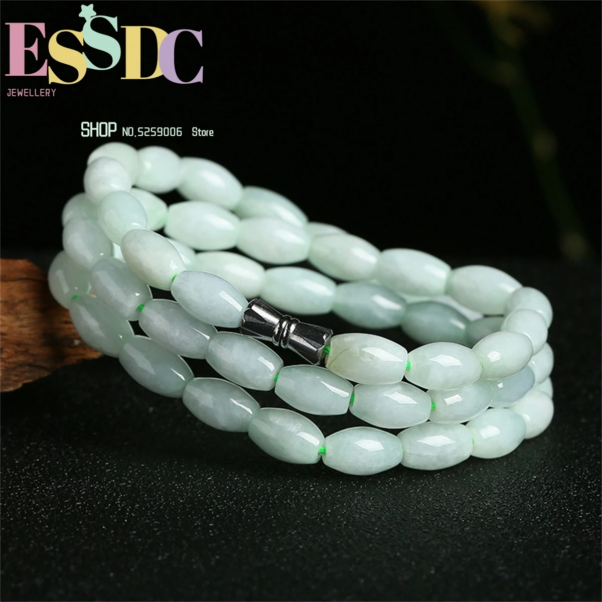 Natural Grade A Myanmar Jadeite Ice Glutinous Rice Pearl Necklace Women's Retro Jewelry Wholesale Charm Exquisite Gift Fashion