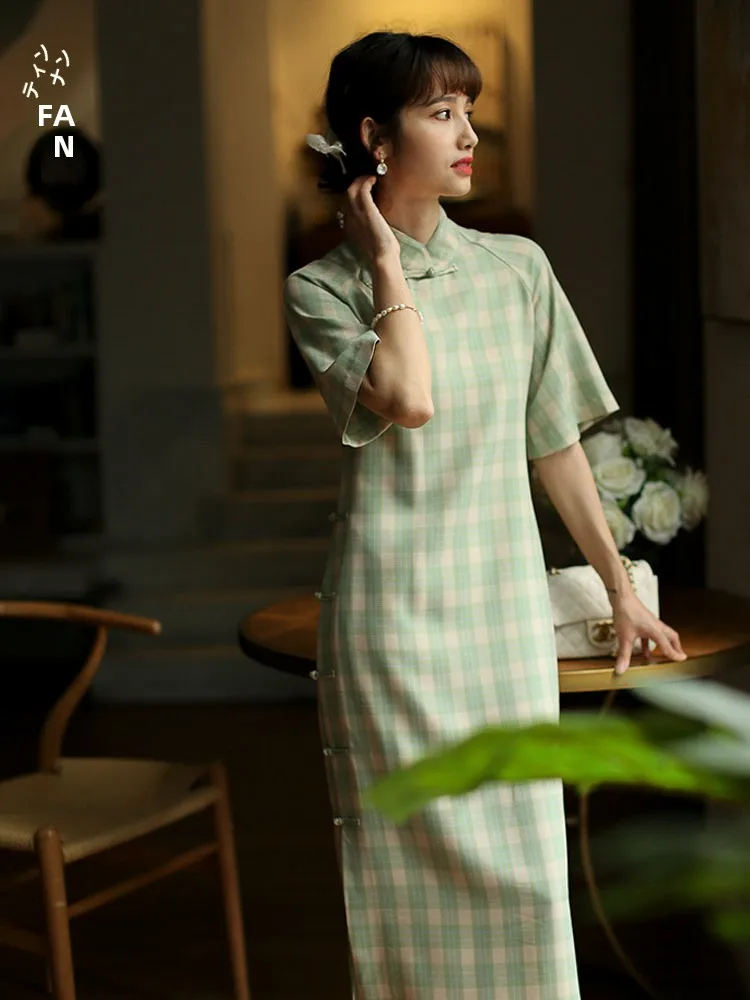 

Ретро Sle Jiangnan Ele Ретро девушка Hanfu с завязкой на талии женские летние Dr повседневные новые молодые клетчатые Dr