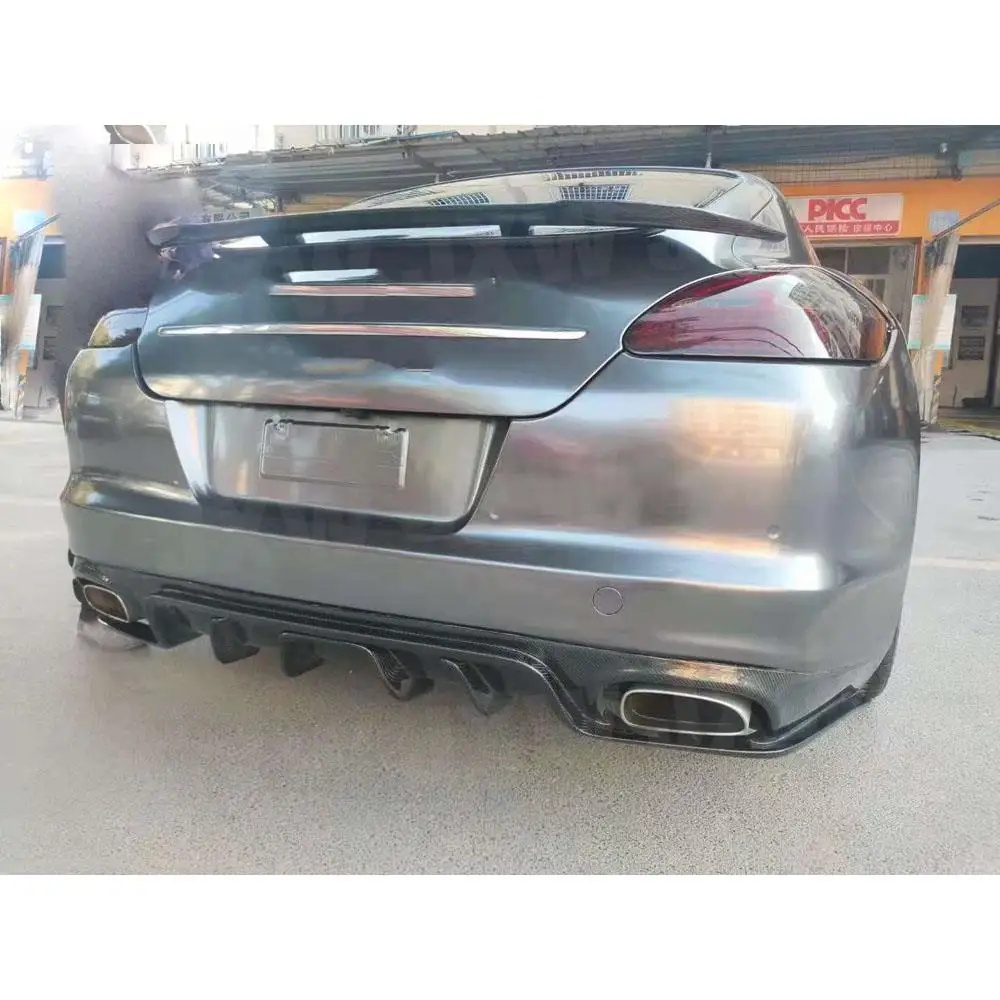 JXWANCF Carbon Fiber Rear Diffuser Spoiler For Porsche Panamera 970.1 2010-2014 Rear Lip Bumper FRP