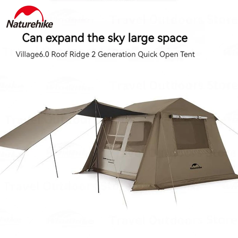 

Naturehike UPF12500+ Outdoor Camping One-touch Tent 4 ~ 6 People PU2000mm+ Waterproof 150D Titanium Black Glue Tent Automatic