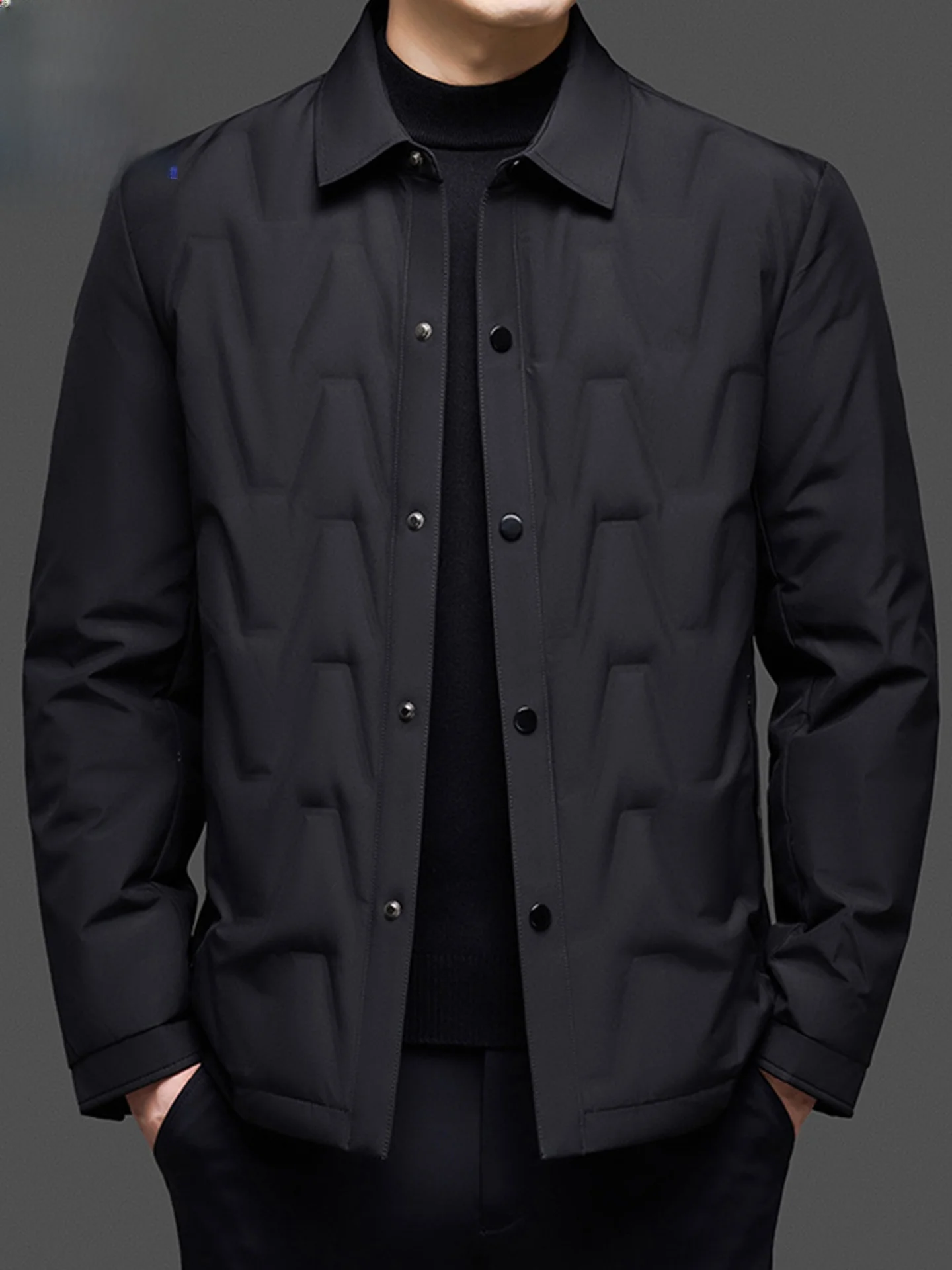 

Легкая утепленная куртка для мужчин: новая зимняя повседневная теплая верхняя одежда с воротником-стойкой из дышащего полиэфирного волокна