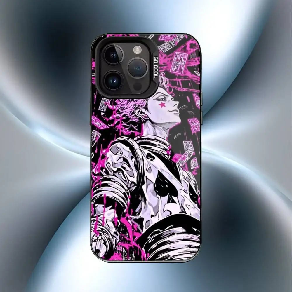 حافظة هاتف أنيمي H-Hisoka M-Morow لهاتف iPhone17,16,15,14,13,12,11 Plus,Pro Max غطاء مقاوم للصدمات باللون الأسود غير اللامع