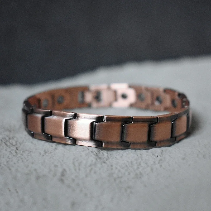 Pure Copper Bracelet for Men Women Strength Magnetic Therapy Bracelet with Powerful Magnets Premium Fold-Over Clasp