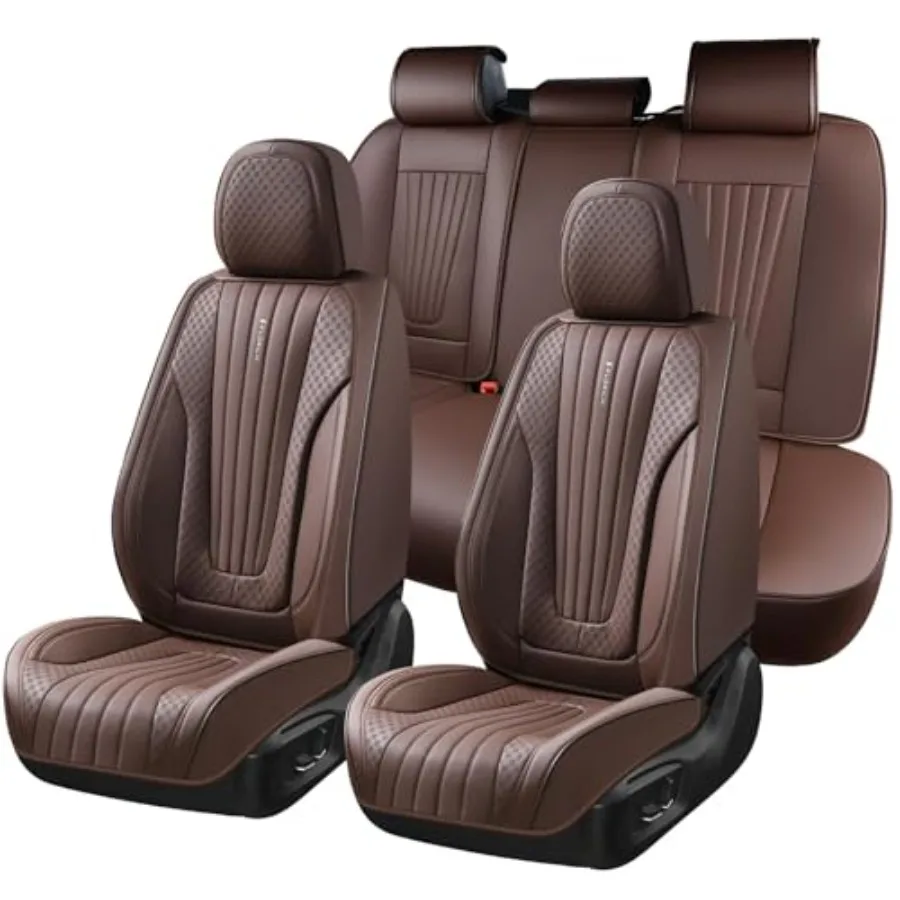 

Чехлы на автомобильные сиденья премиум-класса из искусственной кожи, полный комплект для большинства седанов, внедорожников, грузовиков, водонепроницаемые защитные чехлы из кожи наппа с дышащим покрытием