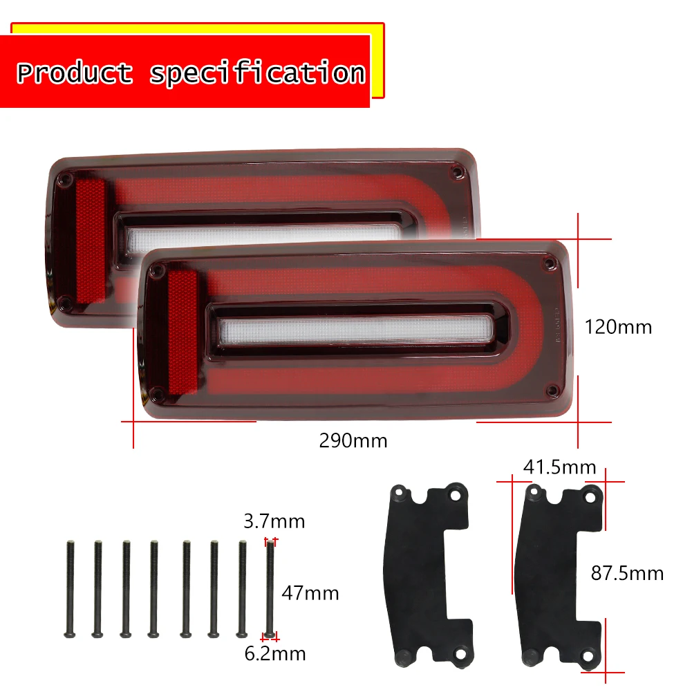 Red LED Rear Tail Brake Light W/ Sequential Turn Signal Lights For Mercedes Benz W463 G-Class G500 G550 G55 G63 G65 1999-2018