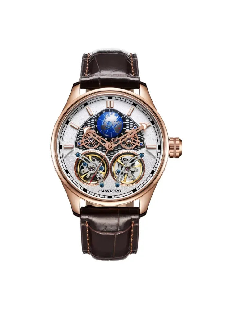 Heren zakelijke vrije tijd lichtgevende wijzer luxe skelet mechanisch wijzerhorloge sterren serie waterdicht roestvrij staal - afbeelding 2