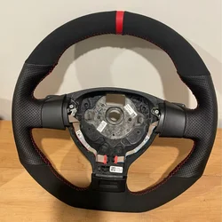 Black Suede Leather Car Steering Wheel Cover For Volkswagen Golf 5 Mk5 GTI VW Golf 5 R32 Passat R GT 2005 Interior Accessories