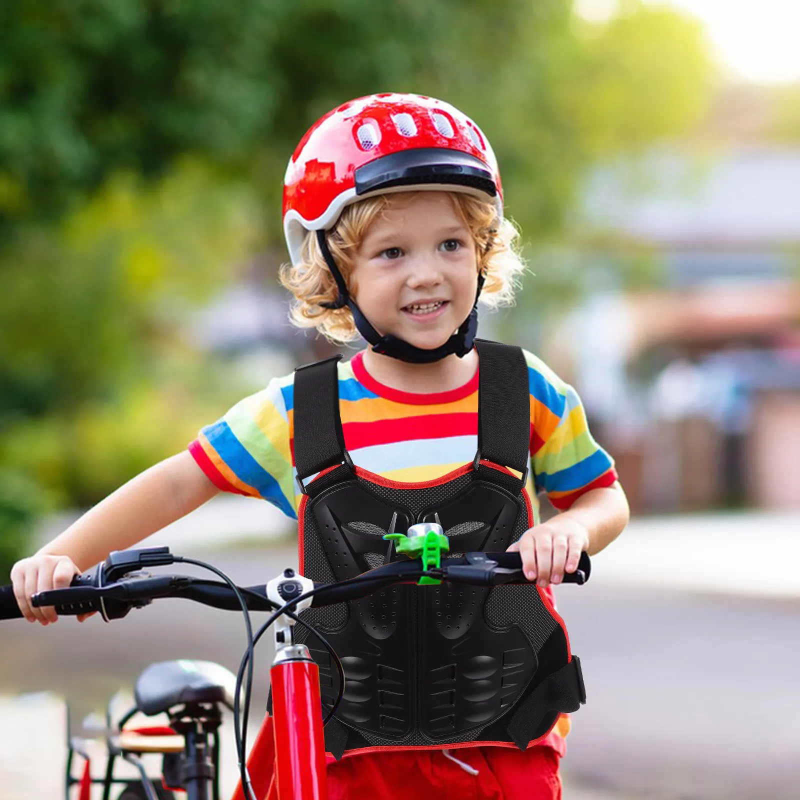 Children Cycling Protective Vest Ergonomic Support Wear-Resistant Material Cushioned Comfort Padding
