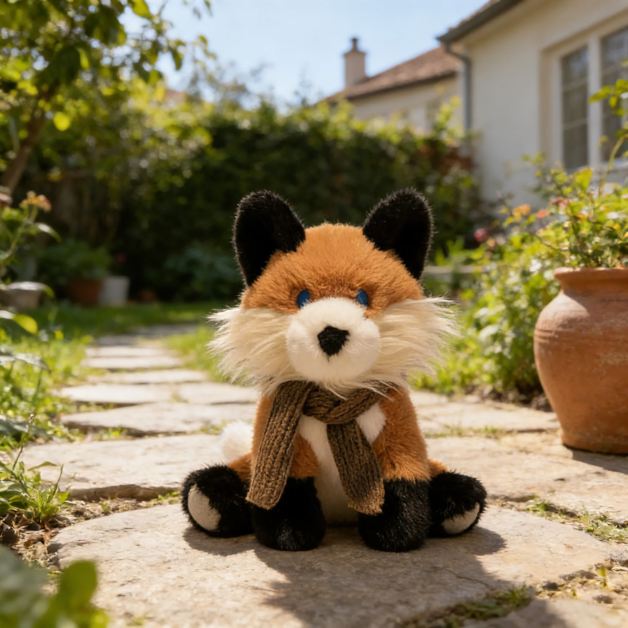 

Embroidered eye scarf Fox Plushie Stuffed Wild Animals Lifelike Doll Home Decor Toys Simulated Fox Doll Kids Birthday Xmas Gift