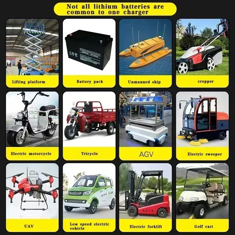 67.2 فولت 5A 8A 10A 12A 15A 20A شاحن ليثيوم أيون 16S عالية الطاقة عرض ذكي قذيفة معدنية سعة كبيرة على الطرق الوعرة مركبة