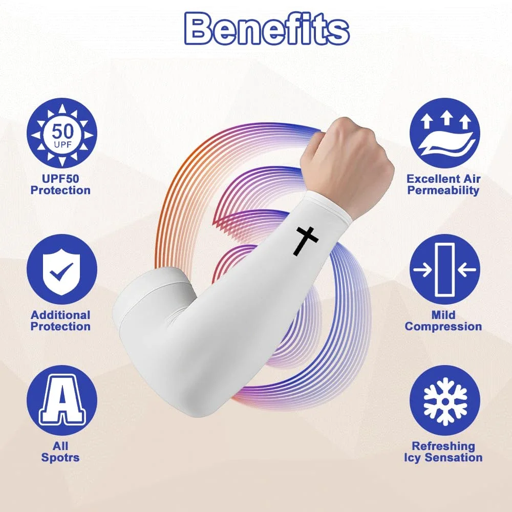 1Pair Sun Protection Cross Sleeves, UV Arm Sleeves for Men and Women Golf Cooling Arm Sleeves, Cycling Baseball Sun Sleeves