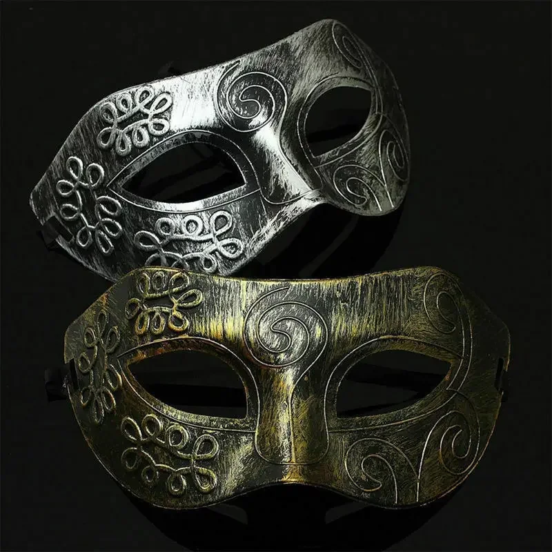 Combhasaki Fashion Party Face Mask Men Burnished Antique Silver/Gold Venetian Mardi Gras Masquerade Party Ball Mask For Adults