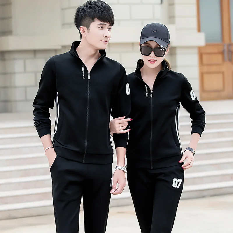 Men Tracksuit Sportswear Long Sleeve Zipper Sweater Jacket Sweatshirt+pants Women Lovers Running Jogger Casual Set Sports Suit