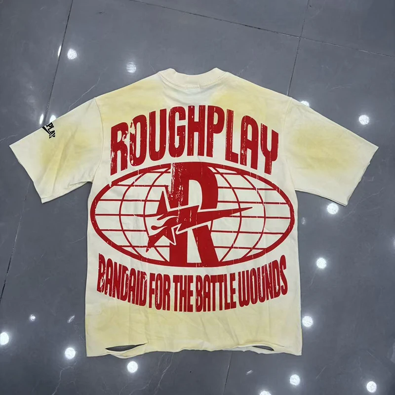 2026 New Arrival Rough Play Unisex T Shirt Retro Skull Liberty Warning Text Print Short Sleeve Top