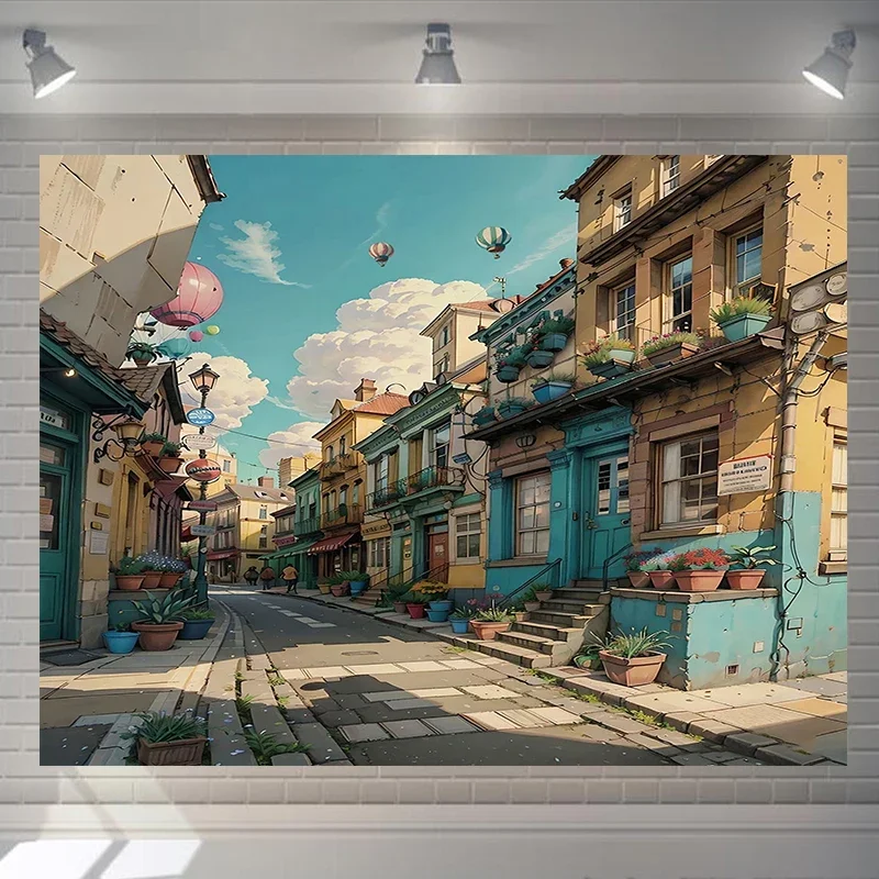 

Tapestry Retro Old Love Street Landscape Wall Hanging Cloth Dormitory Bedroom Bedside Ins Background Wall Decorative Tapestries