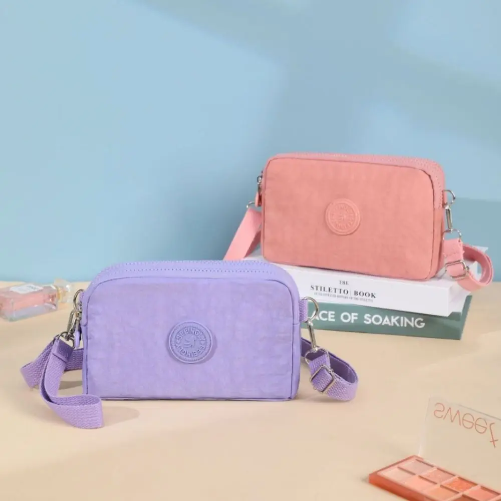 

Durable Canvas Mobile Phone Bag Wear-resistant Waterproof Small Bags with Strap Solid Color Credit Card Holder Male Female