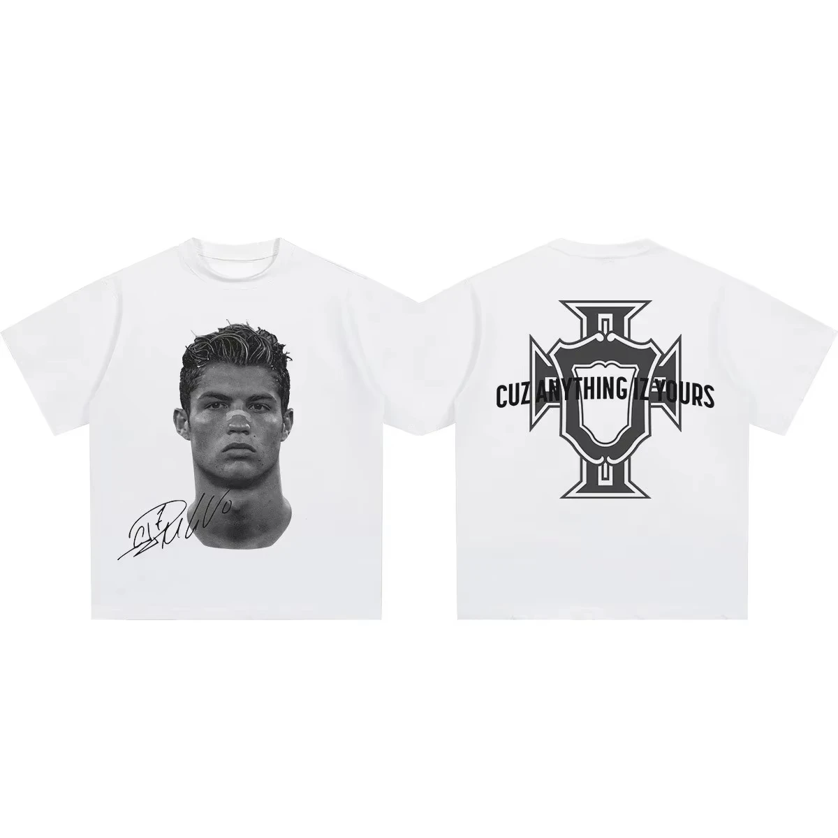 Cristiano Ronaldo Neymar American Football Star Print Cotton Short-sleeved T-shirt Women Clothing Print Fashion Men Oversize Tee view 3
