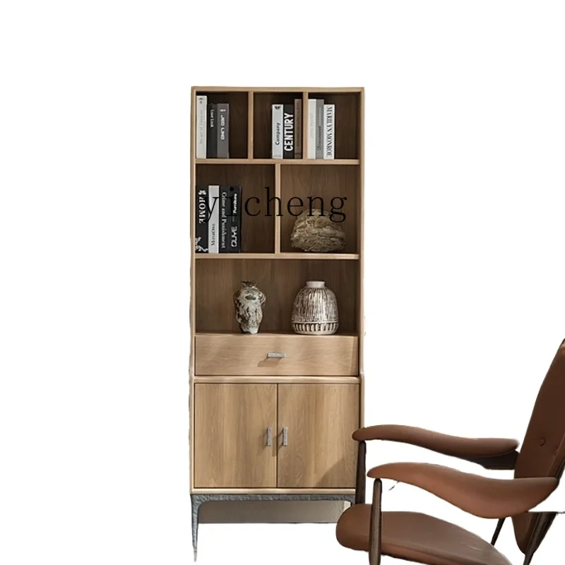

ZK Nordic Expression Bookcase Smoked White Oak Bookshelf Side Cabinet Quiet Wind Furniture