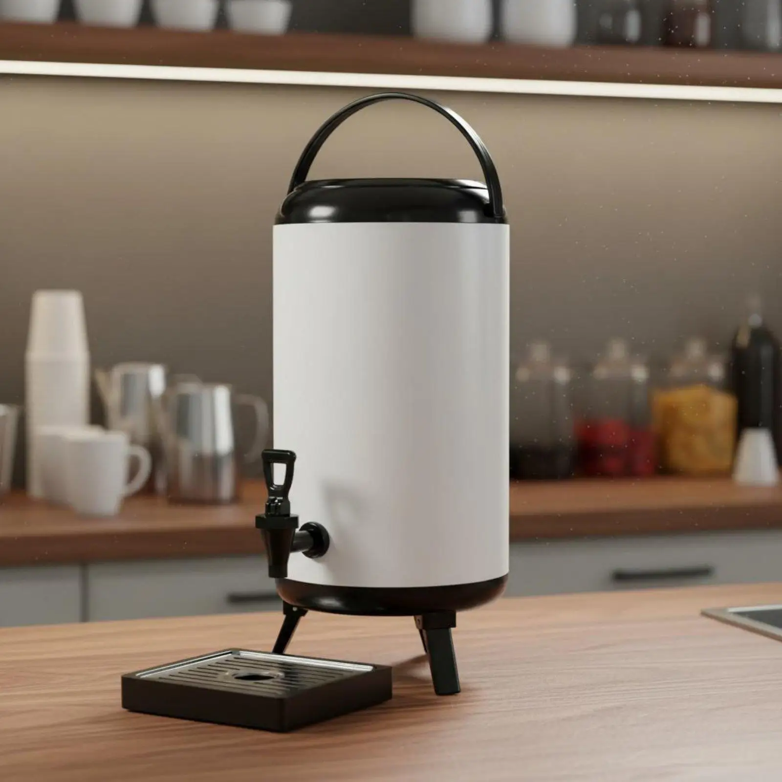 Stainless Steel Beverage Dispenser with Faucet Insulated Drink Urn for Milk Tea Shop Large Capacity Hot Cold Container