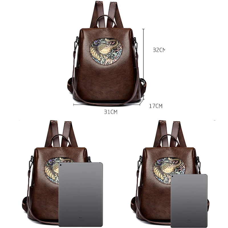 2024 New Luxury Brand Women Anti theft Bag High Quality Large Capacity Girl Backpack Retro Trendy Female Shoulder Bags Sac A Dos