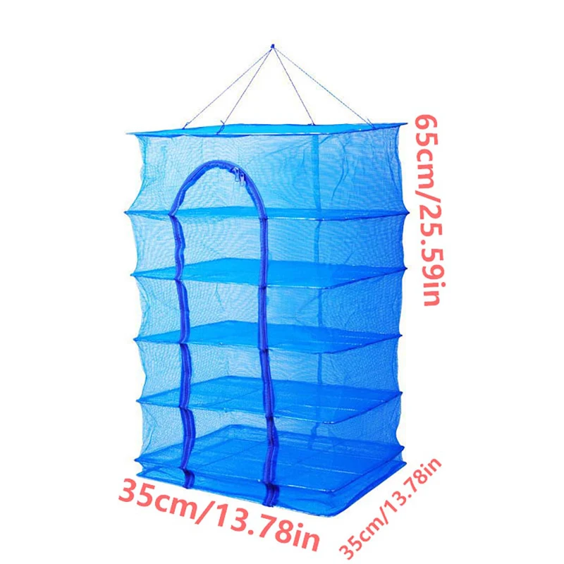 1pc Nylon Folding Fishing Net Zipper Open Hanging Collapsible Drying Fishing Net Suitable For Shrimp Fish, Fruits And Vegetables