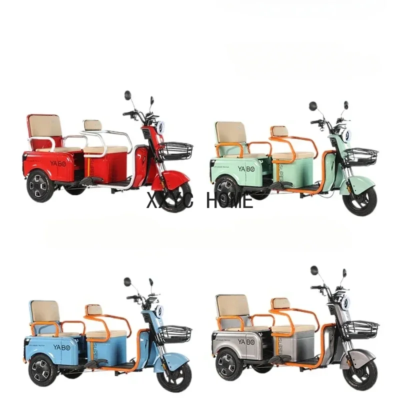 Dual-Purpose Elektrische Driewieler Volwassen Dames Ouder-Kind Kleine Dubbele Rij Driewieler Pull Goederen Power Car