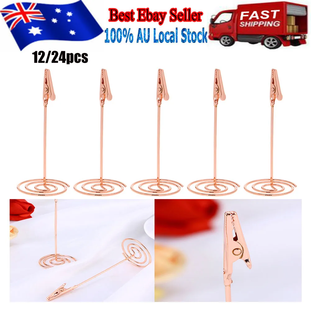 

12 Pcs Metal Photo Clips Stand Holder Paper Brackets Table Number Holders Party Decorations Wedding Menu Name Card Displays