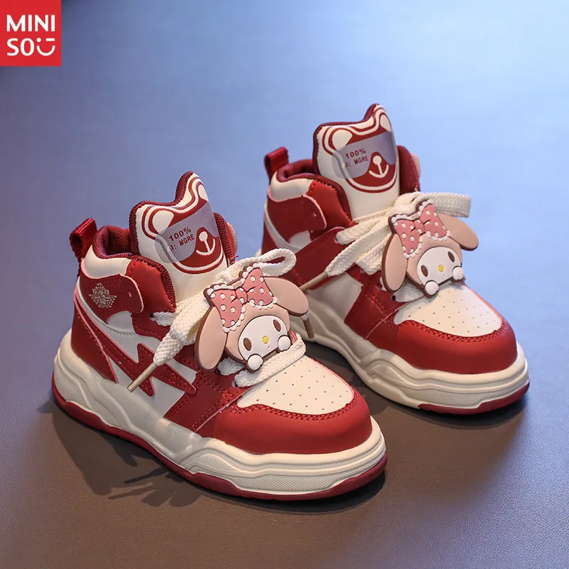 

Miniso 2025 Kids Running Shoes Autumn Winter New, Lightweight Soft Sole Anti-Slip Cartoon Girls Big Children Casual