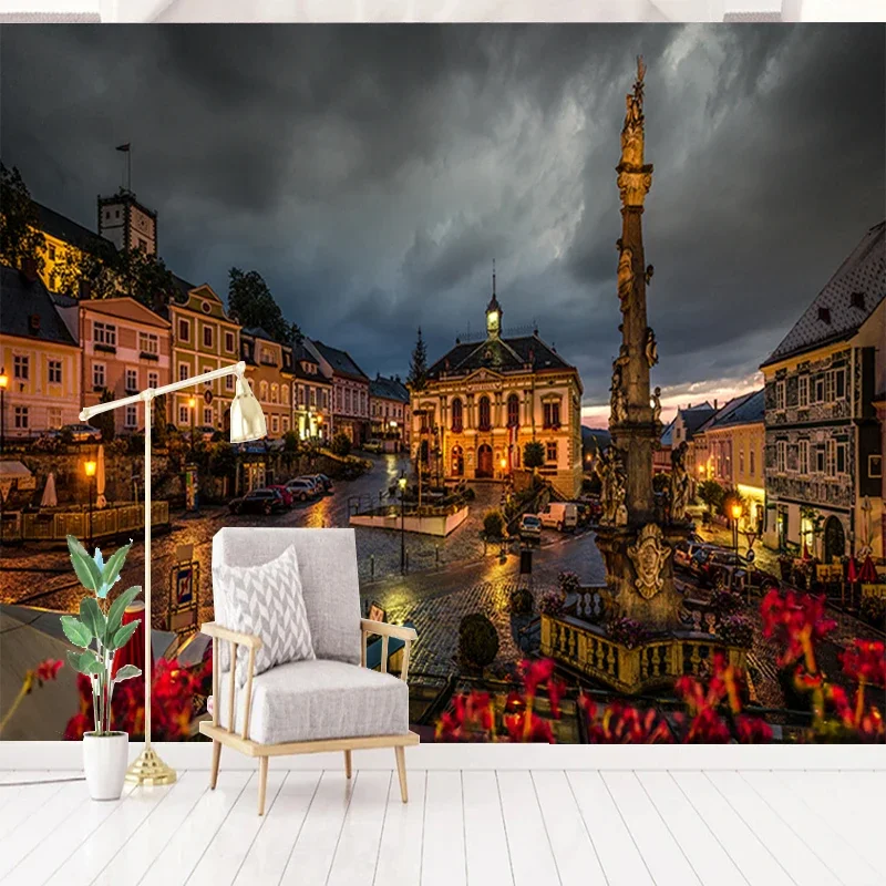 Custom Photo Mural Wall Wallpapers City Architecture Night Street View Background Wall Painting Creative Restaurant Cafe Decor