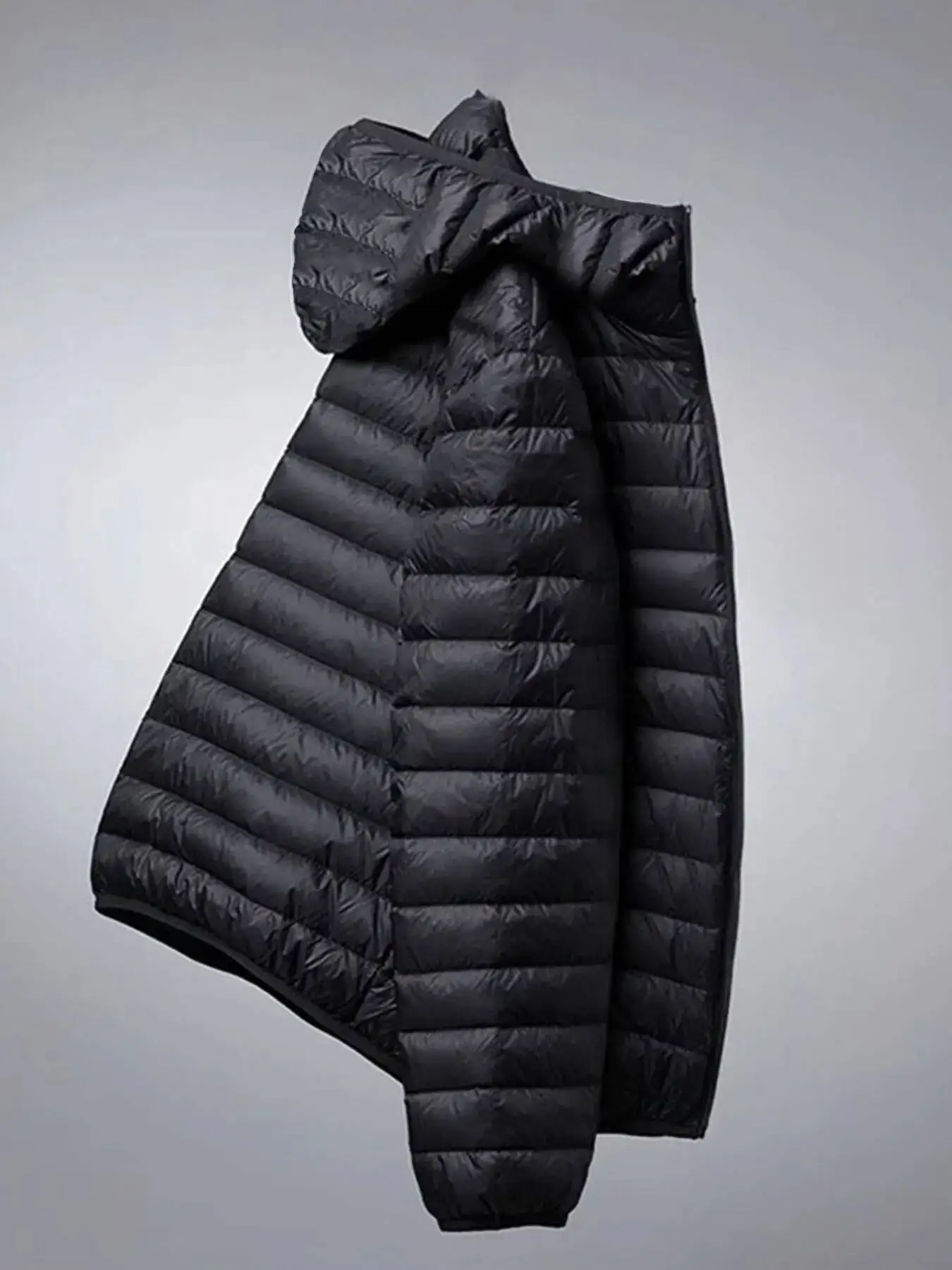 Winter Lightweight Casual Jacket Suitable For Outdoor Sports, Windproof And Warm, Men's Hooded Solid Color Simple Cotton Coat