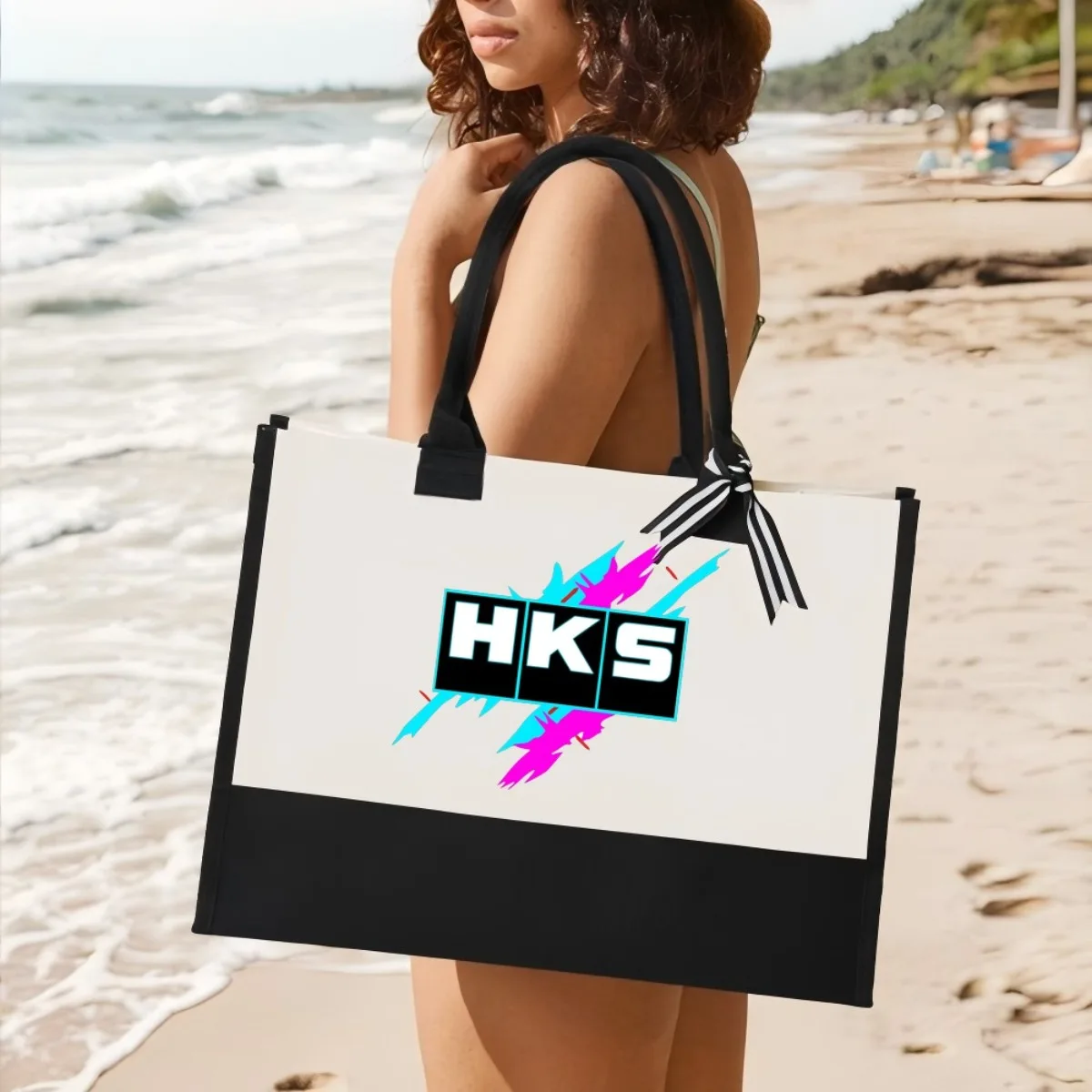 HKS 2026 جديد وصول موضة عملية واسعة قابلة لإعادة الاستخدام حمل حقيبة نمط طباعة 2 لهجة الثقيلة حقيبة كتف كبيرة طوال اليوم