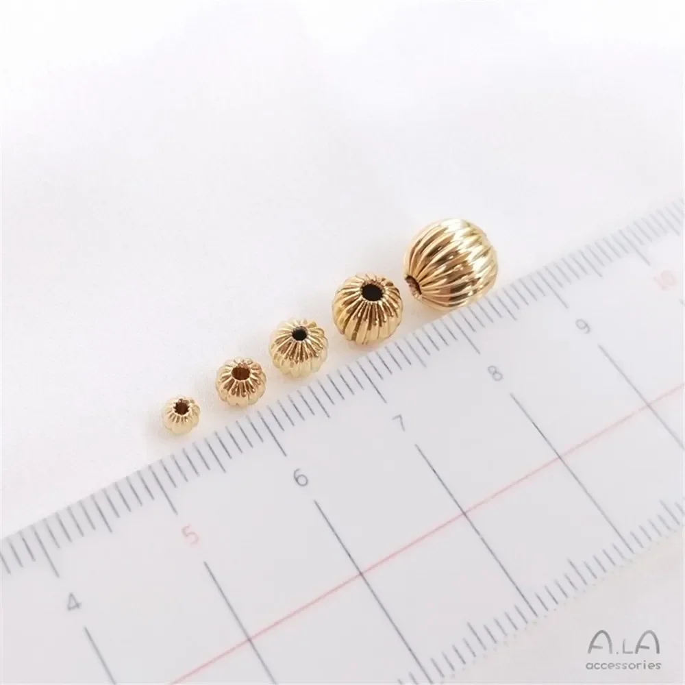 14K Gold-plated Watermelon Beads Pumpkin Beads DIY Handmade Loose Bead String Head Jewelry Chain Separation Bead Accessories