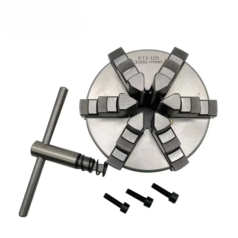 

125mm 6 Jaw Self-centering Manual Metal Lathe Scroll Chuck with Hardened Steel and 0.05mm Accuracy K13-125