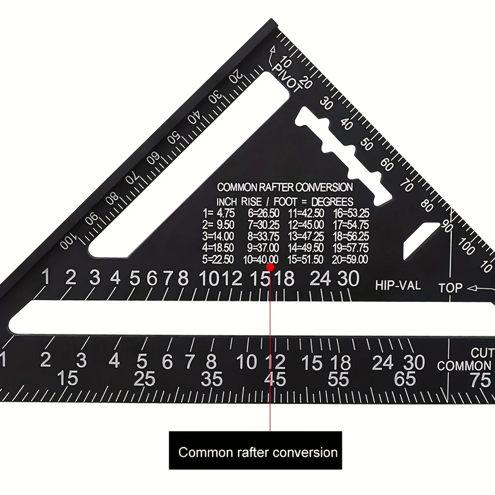 12-Zoll 30-Centimeter Aluminiumlegierung Dreieckslineal Winkelmesser Holzbearbeitung Messwerkzeug Quadratisches Layout-Messgerät Geeignet – Detail 5