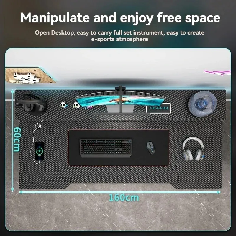 Computer Desk, Minimalist Home Gaming Small-sized Carbon Fiber Patterned Office Desk Student Study Bedroom Desk