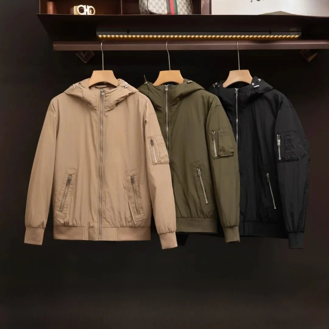 

American Sle Outdoor Men's Baseball Hooded down Jaet Waterproof Du down Winter Warm Faionable Zipper Closure Long Sve