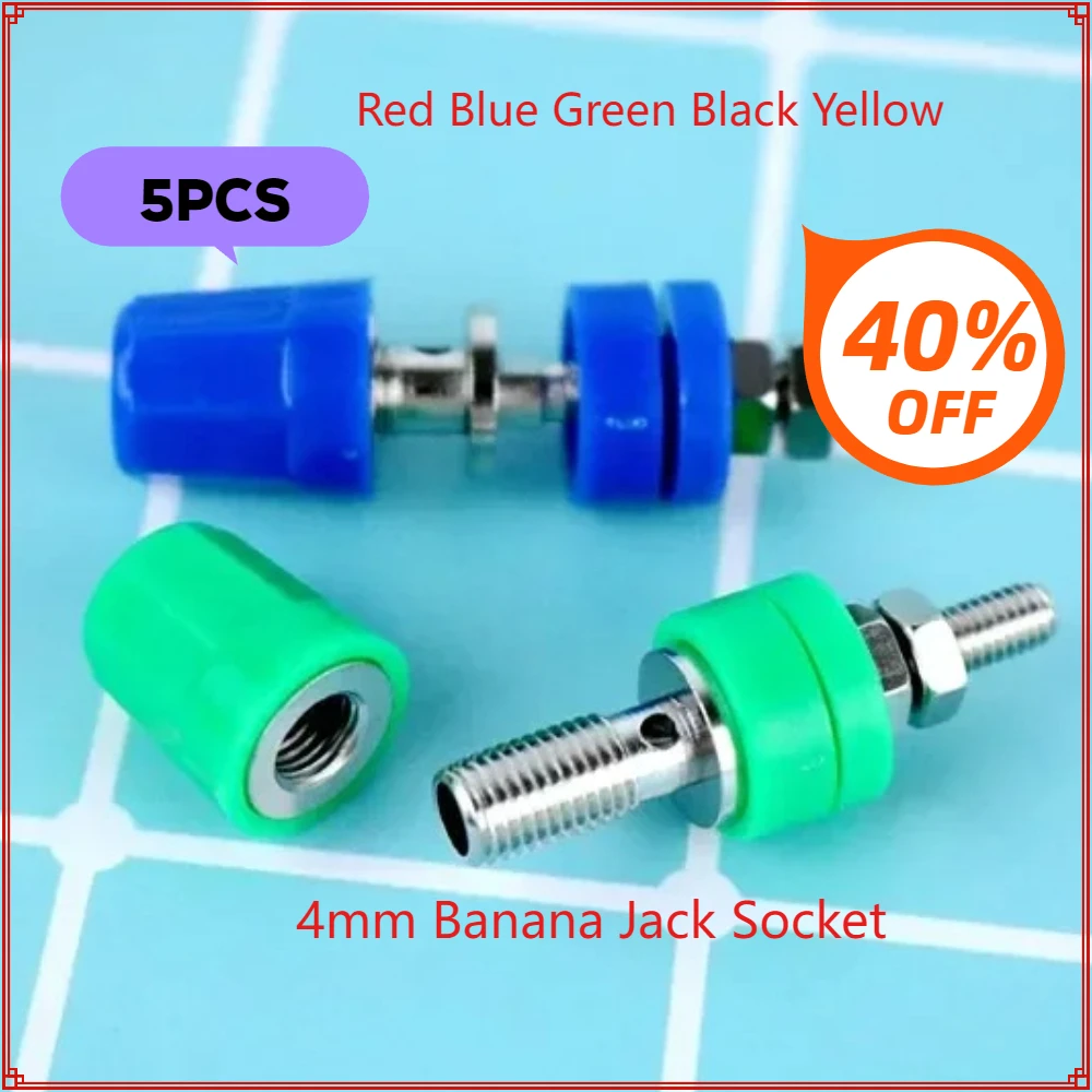 

5pcs 4mm Banana Jack Socket M4X36 Pure Copper Terminal 20A Binding Post Plug Connector 60V Screws Nuts Home Improvement