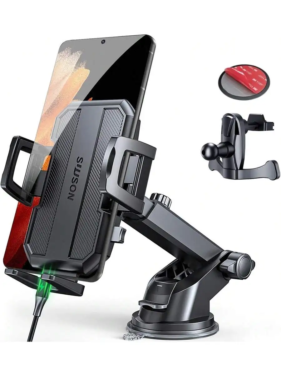 

3-In-1 Car Phone Holder Mount With Suction Cup Adjustable For Dashboard Windshield Vent Black