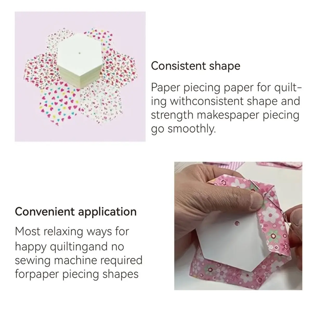 200pcs 2 Inch Hexagon Quilting Papers for DIY Patchwork Sewing and Crafting Tools