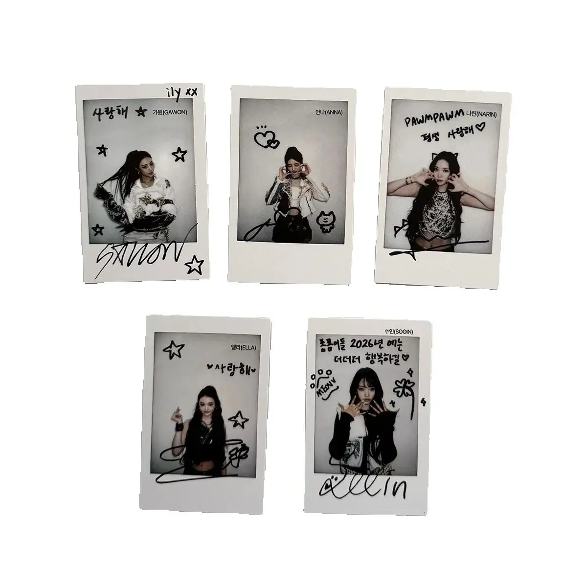 한국 걸그룹 MEOVV 5개/세트 포토카드 고품질 INS 스타일 양면 인쇄 로모 카드 안나 나린 엘라 가원 선물