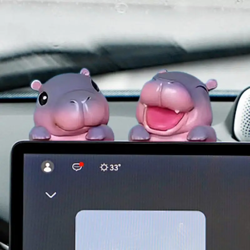 1pc Computer Screen Ornament Cute Mino Hippo Figure Creative Car Center Console Navigator Screen Decoration Christmas Gifts