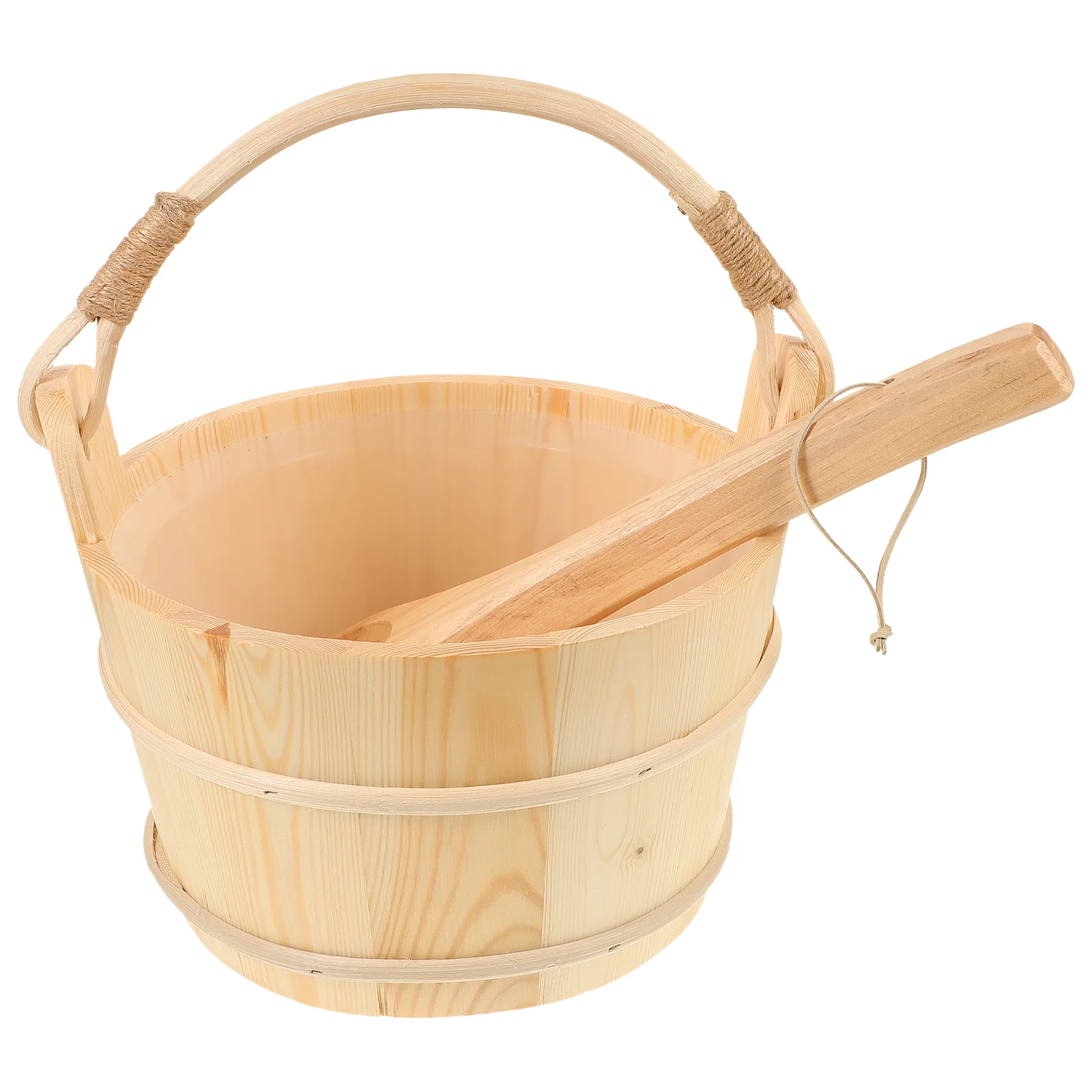 Sauna Barrel Bathtub Classic Wooden Bucket Spoon Practical with Liner and Bathing