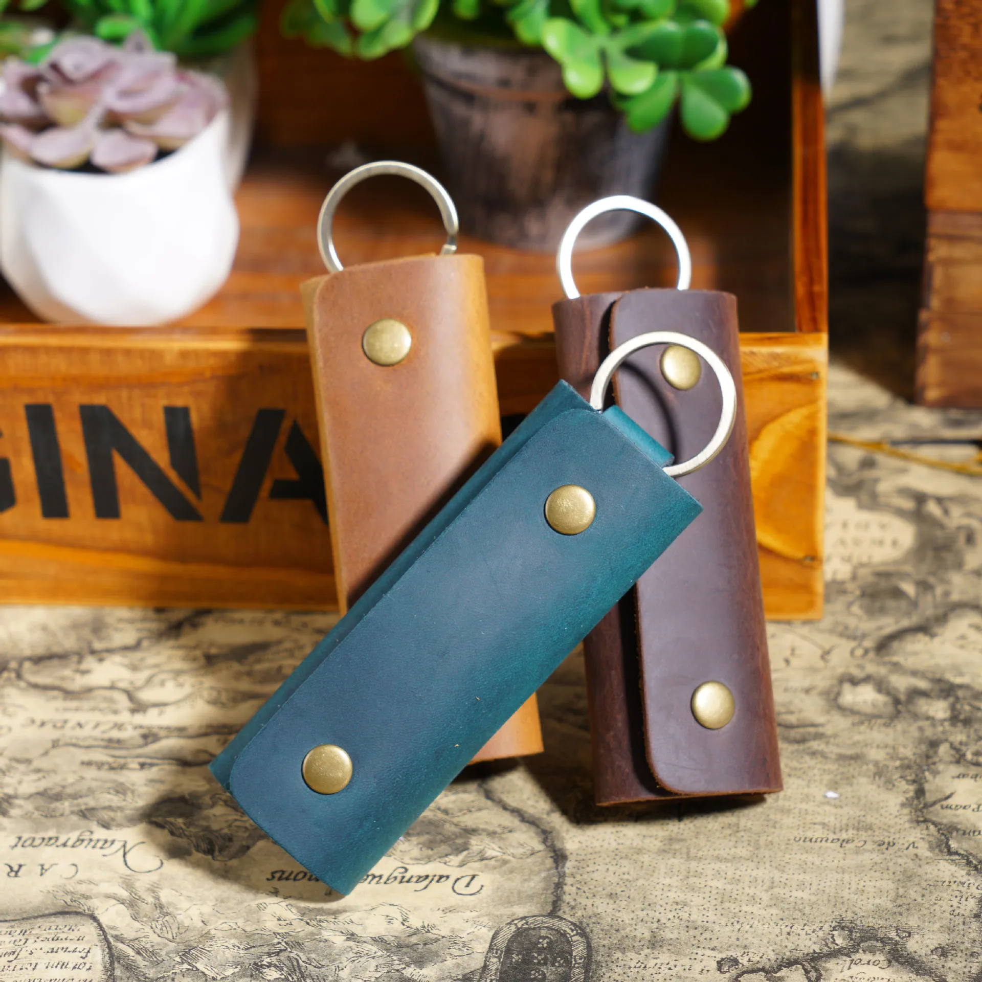 Genuine Leather Key Holder Small Home Keys Storage Bag Minimalist Key Ring Pouch Cow Leather Personalized Key Organizer Wallet