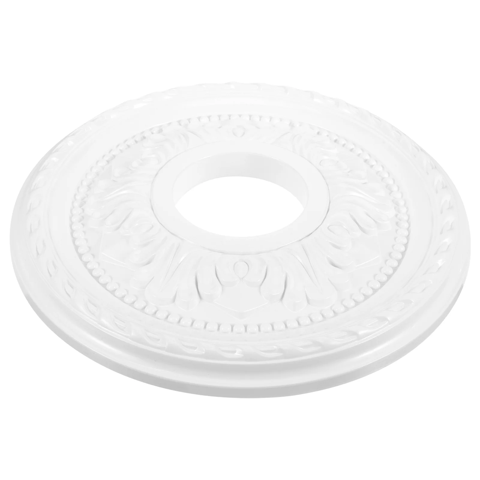 PU Suspended Ceiling Chandelier Base Decorative Round Lamp Panel Building Materials (small White) 1pcs