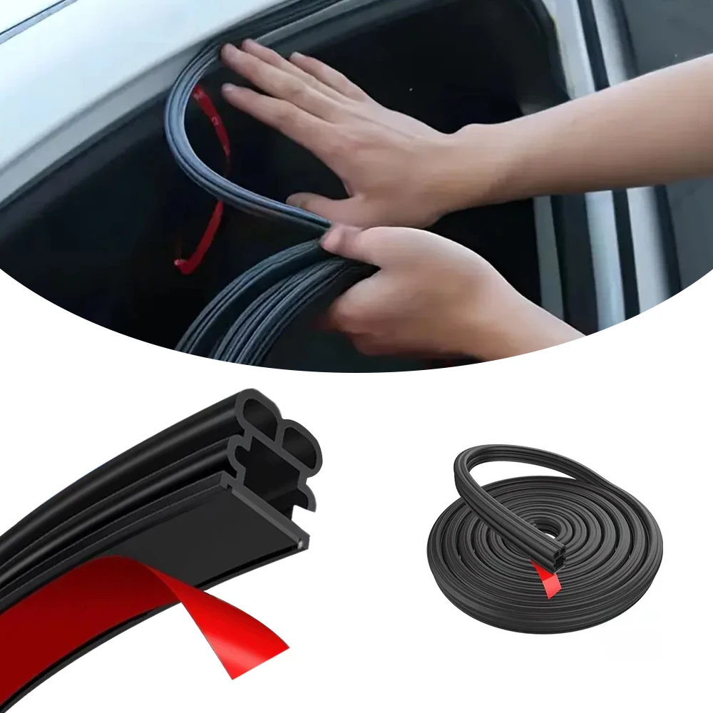 Tira de sellado de goma para puerta de coche, tira meteorológica de doble capa, pegatina protectora para puerta/capota/maletero, tira de sellado impermeable insonorizada