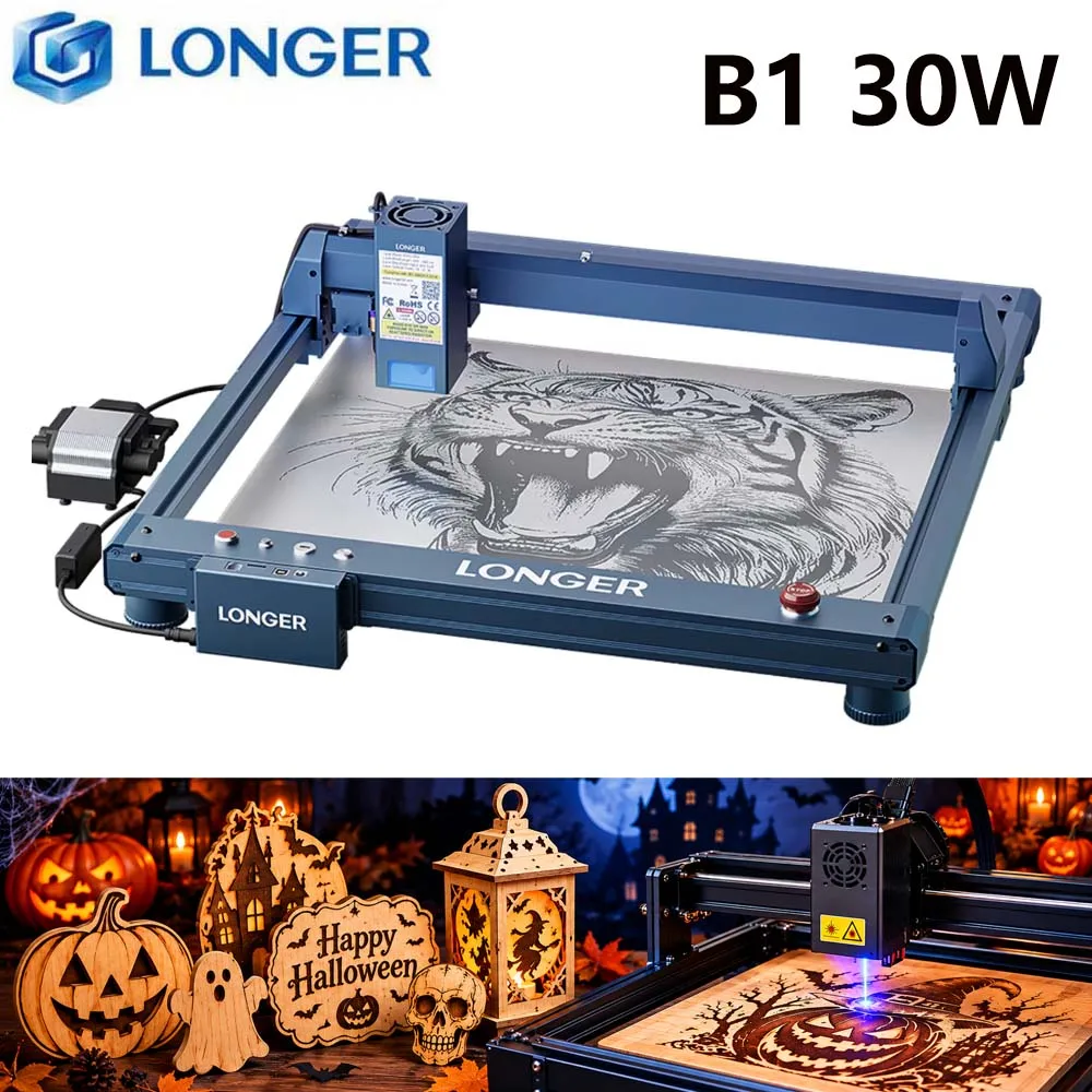 LONGER B1 30W Laser Engraver, 33–36W Output Power, 6-Core Diode Laser, High-Power Laser Cutter, Enhanced Cutting Capability, Fast Engraving Machine for Wood, Acrylic & More