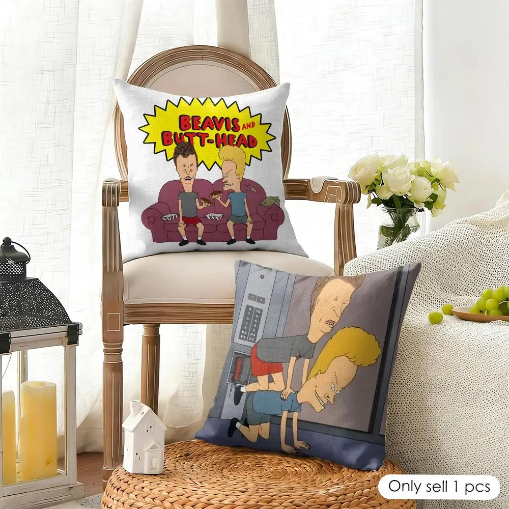 Funny B-Beavis And BUTT-HEAD Cushion Cover Organic Linen Square Pillow Case Durable Non-Allergenic And Kind To Skin