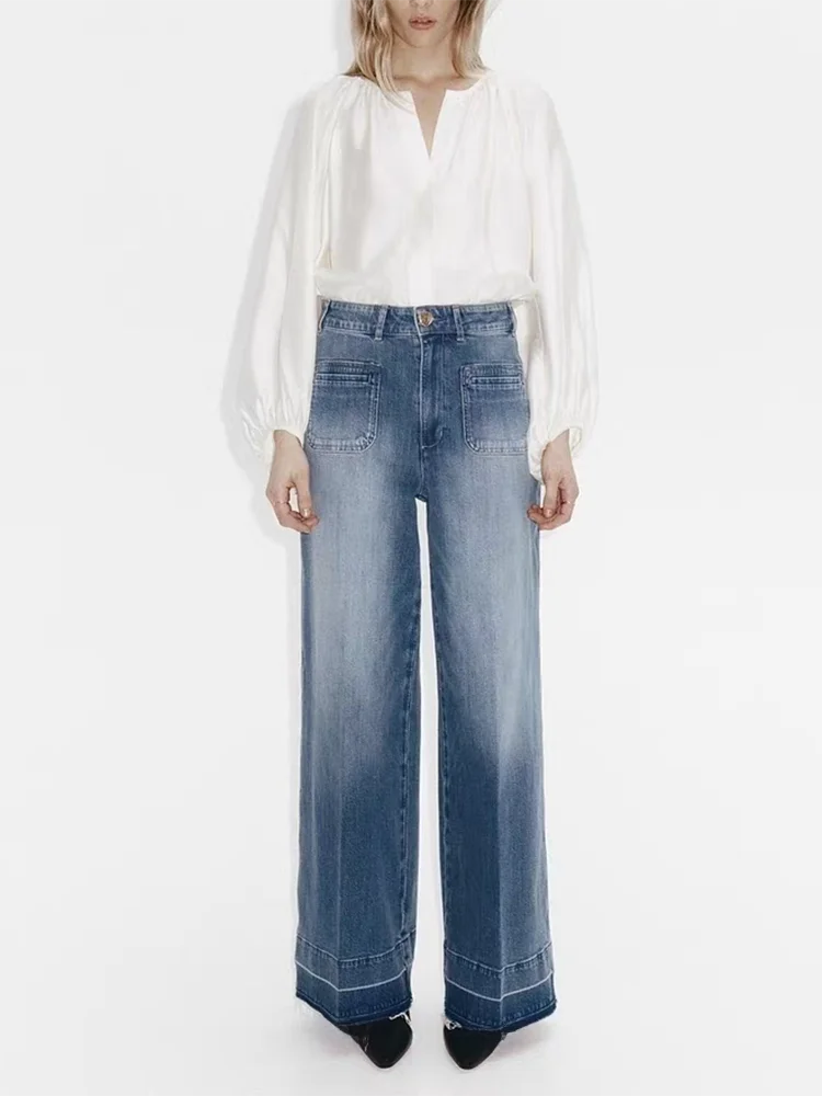 

Весна 2026: Новинка! Женские джинсы с высокой талией, широкими штанинами, удобные, модные, элегантные, прямого кроя, длинные брюки