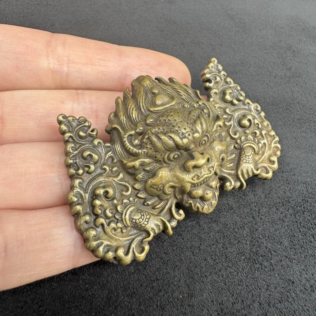 Vintage Solid Brass Tibetan Garuda Pendant Necklace Buddhist Dharma Protector Mask Amulet Charm Collectible Jewelry Gift